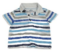 Bílo-modro-šedé pruhované polo tričko Topomini 