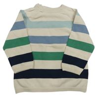Smetanovo-modro-zelený pruhovaný svetr zn. H&M