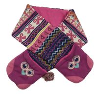 Barevná vzorovaná pletená šála se sovami 