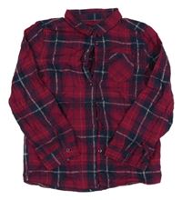 Růžovo-tmavomodro-stříbrná kostkovaná halenka Inextenso