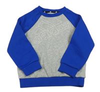 Šedo-safírová mikina s logem Adidas 