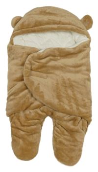 Béžový kožešinový zateplený zavinovací fusak s kapucí