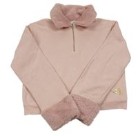 Světlerůžová crop mikina s kožíškem River Island