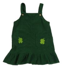 Zelené manšestrové laclové šaty se čtyřlístky 