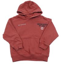 Vínová mikina s nápisem a kapucí M&S