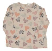 Světlerůžové triko se srdíčky H&M