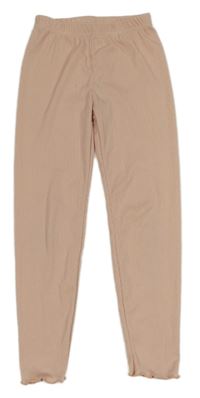 Broskvové žebrované legíny Shein