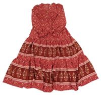 Červené lehké dlouhé šaty se vzorem Shein