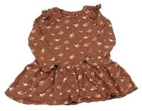 Skořicové kytičkované bavlněné šaty C&A