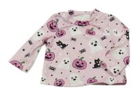 Světlerůžové triko s duchy a dýněmi Shein