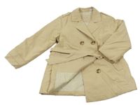 Béžový šusťákový zateplený kabát s páskem Zara