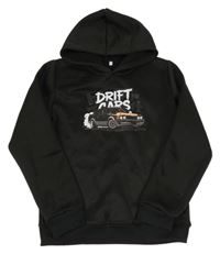 Černá mikina s autem a kapucí 