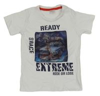 Bílé tričko s obrázkem a nápisem Comix 