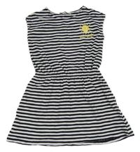 Černo-bílé pruhované bavlněné šaty se sluníčkem C&A