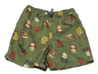 Khaki plážové kaťasy s obrázky Yigga 