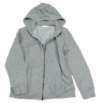 Šedá melírovaná propínací mikina s kapucí M&S