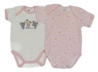 2x - Bílo-světlerůžové body s myškami  + světlerůžové body se zvířátky