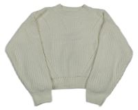 Smetanový žinylkový ažurový svetr H&M