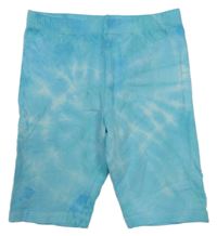 Tyrkysovo-bílé batikované legínové kraťasy H&M