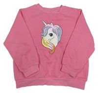 Růžová oversize mikina s jednorožci H&M