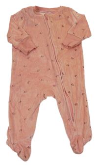 Starorůžový sametový overal s třešněmi Primark