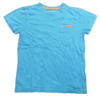 Azurové melírované tričko s kapsou s logem Next
