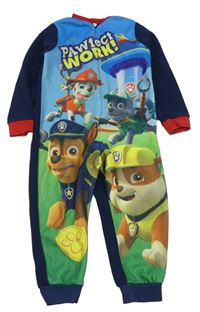 Modro-zeleno-tmavomodro-červený fleecový overal s PAW PATROL nickelodeon