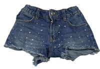 Modré MID RISE riflové kraťasy s kamínky Denim Co.