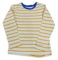 Smetanovo-hořčicovo-cobaltově modré pruhované triko Mothercare