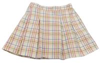 Smetanovo-kostkovaná skládaná sukně zn. PRIMARK