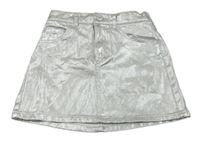 Nová - stříbrná potažená riflová sukně H&M
