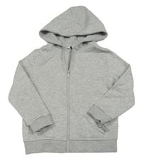 Světlešedá melírovaná propínací mikina s volánky a kapucí zn. PRIMARK