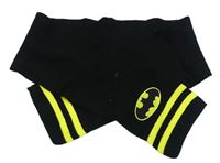 Černá pletená šála s Batmanem a žlutými pruhy