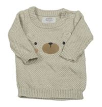 Světlebéžový melírovaný vzorovaný svetr s medvídkem F&F