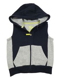 Tmavomodro-šedá propínací tepláková vesta s kapucí F&F