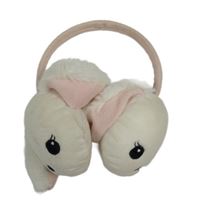 Bílo-světlerůžové plyšové klapky na uši s čumáčkem