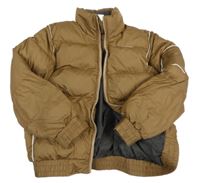 Hnědá kostkovaná prošívaná šusťáková funkční zimní bunda Wed'ze