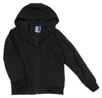 Černý šusťákový jarní bomber s nášivkou a kapucí JACK&JONES
