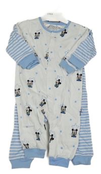 Nové - 2x - Overal s Mickey - Bílo/modrý, modro/bílý pruhovaný H&M