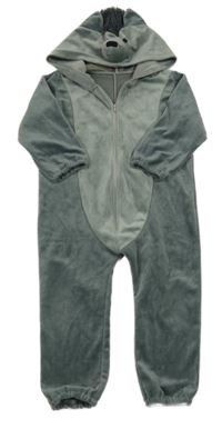 Kostým - tmavošedá plyšová kombinéza s kapucí s čumáčkem Libero