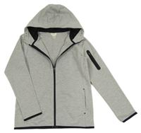 Světlešedá melírovaná tech fleece propínací mikina s kapucí H&M