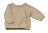 Pudrový perforovaný propínací svetr 