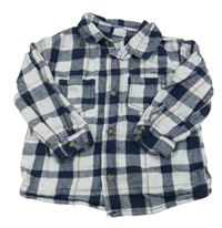 Tmavomodro-bílo/světlemodro-hnědá kostkovaná košile H&M