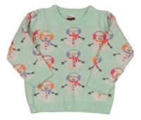 Mátový pletený svetr se sněhuláčky George