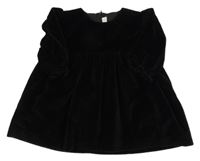 Černé plyšové šaty s volánky