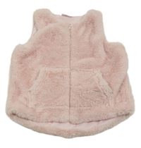 Světlerůžová kožešinová podšitá vesta so cute