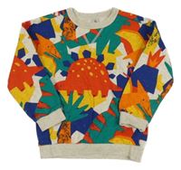 Světlešedo-barevná melírovaná mikina s dinosaury Tu