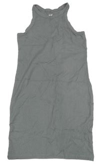 Šedé žebrované elastické šaty H&M
