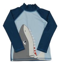 Světlemodro-tmavopetrolejové UV triko se žralokem Kuniboo