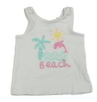 Bílý top s delfínkem a palmou a sluníčkem a nápisem ORCHESTRA